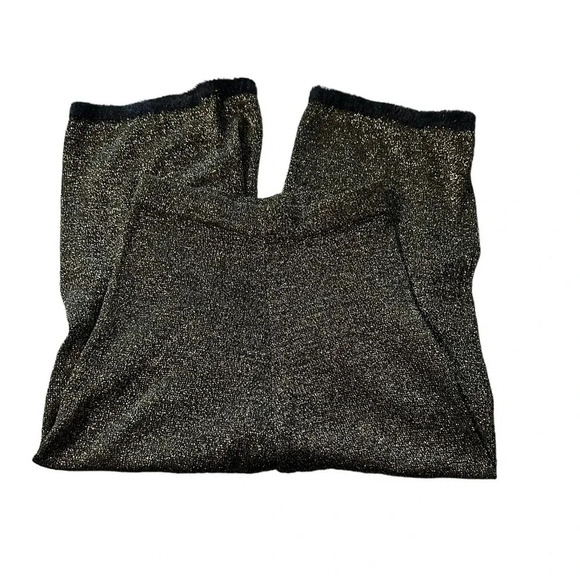 Zara Knit women's size medium wide legged black glitter gold pants - Picture 1 of 6